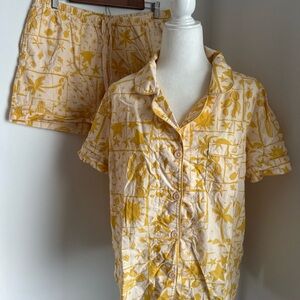 BedHead 100% Organically Grown Cotton Pajama Set Women’s size Large Yellow